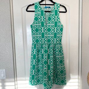 Buttons Green-Blue patterned dress